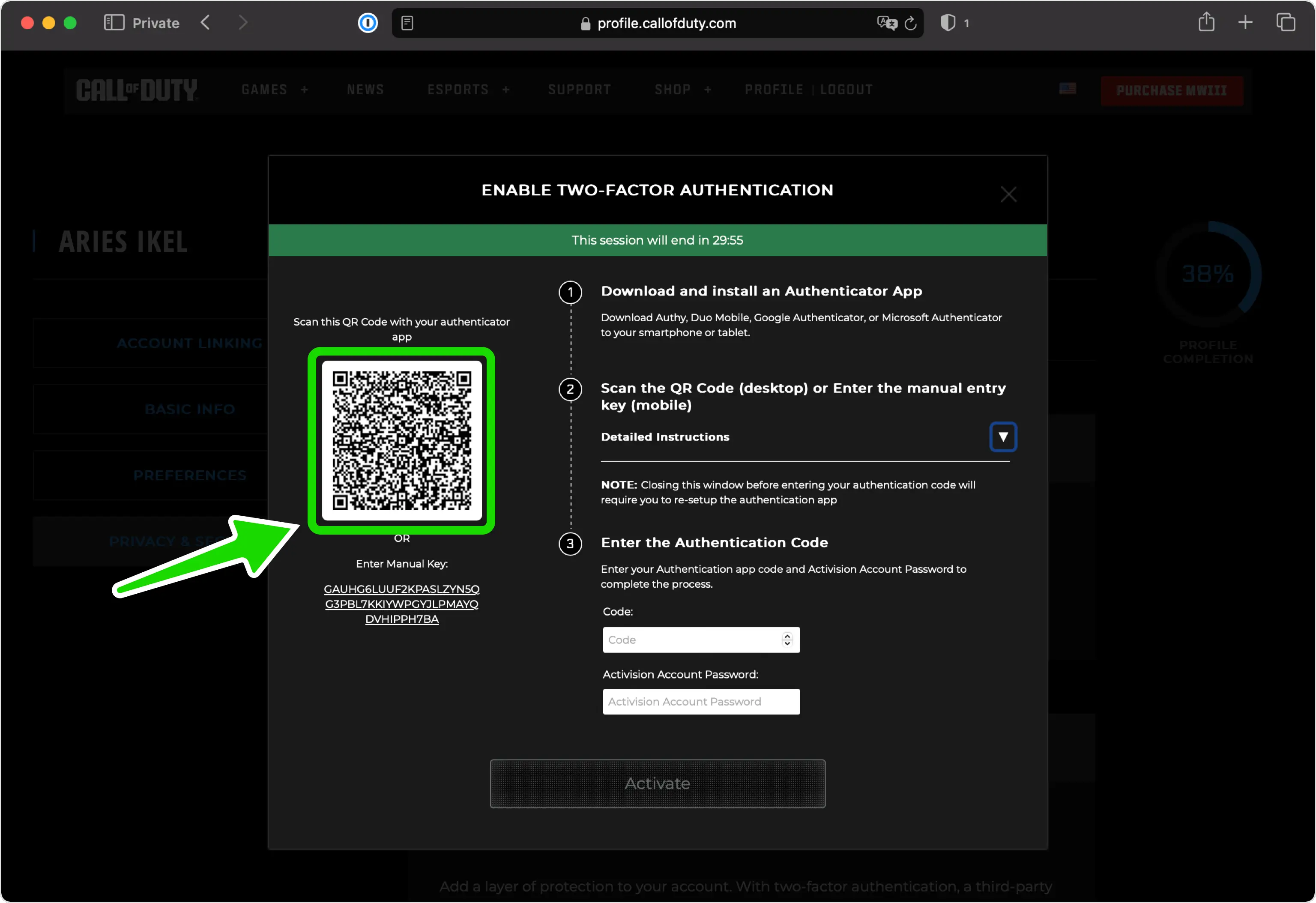 Two Factor Authentication QR Code