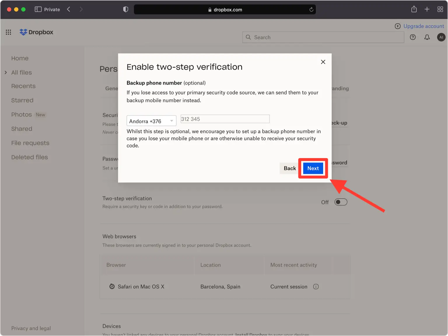 Backup Phone Number (Optional)