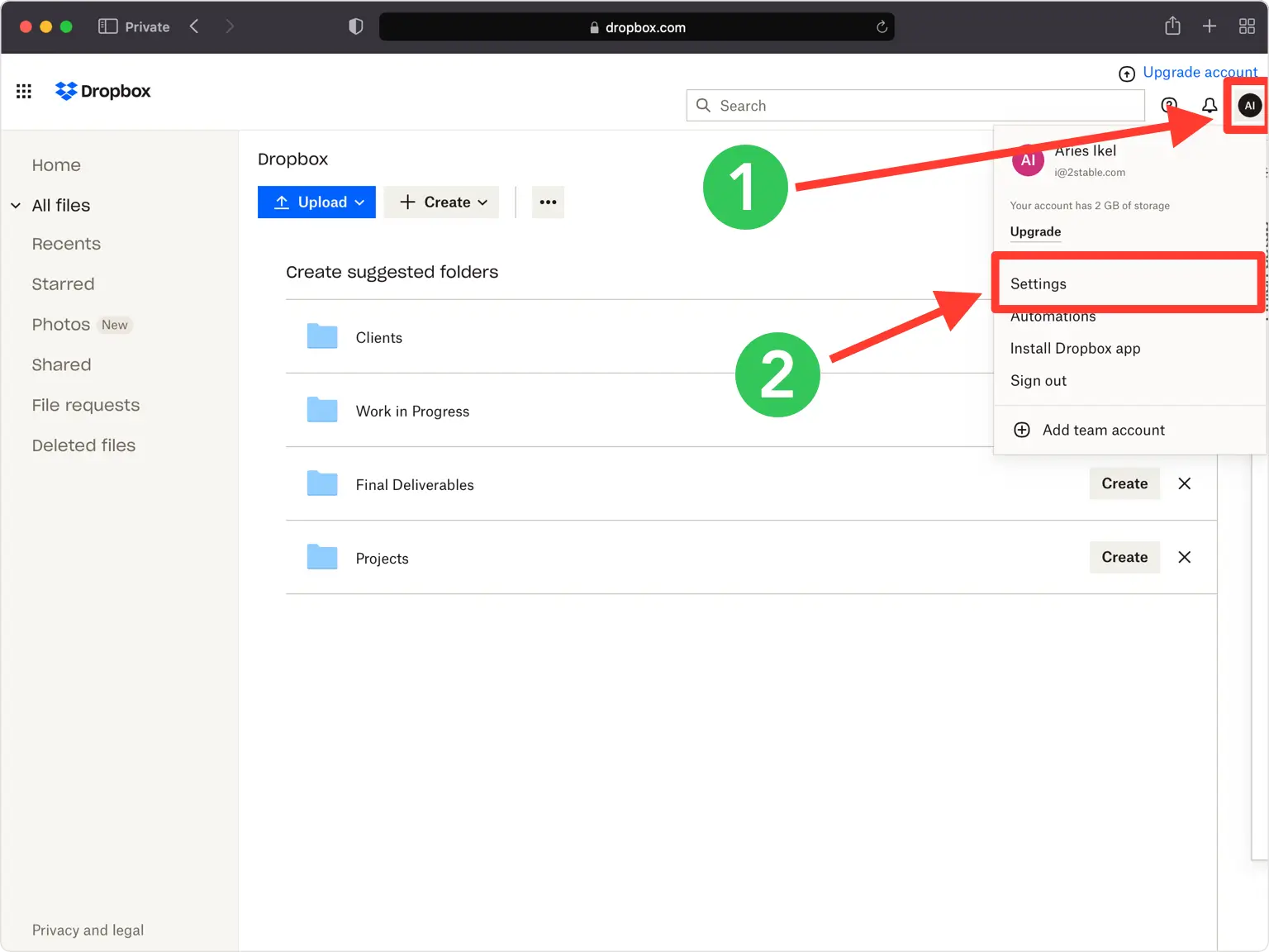 Locate 2FA Settings