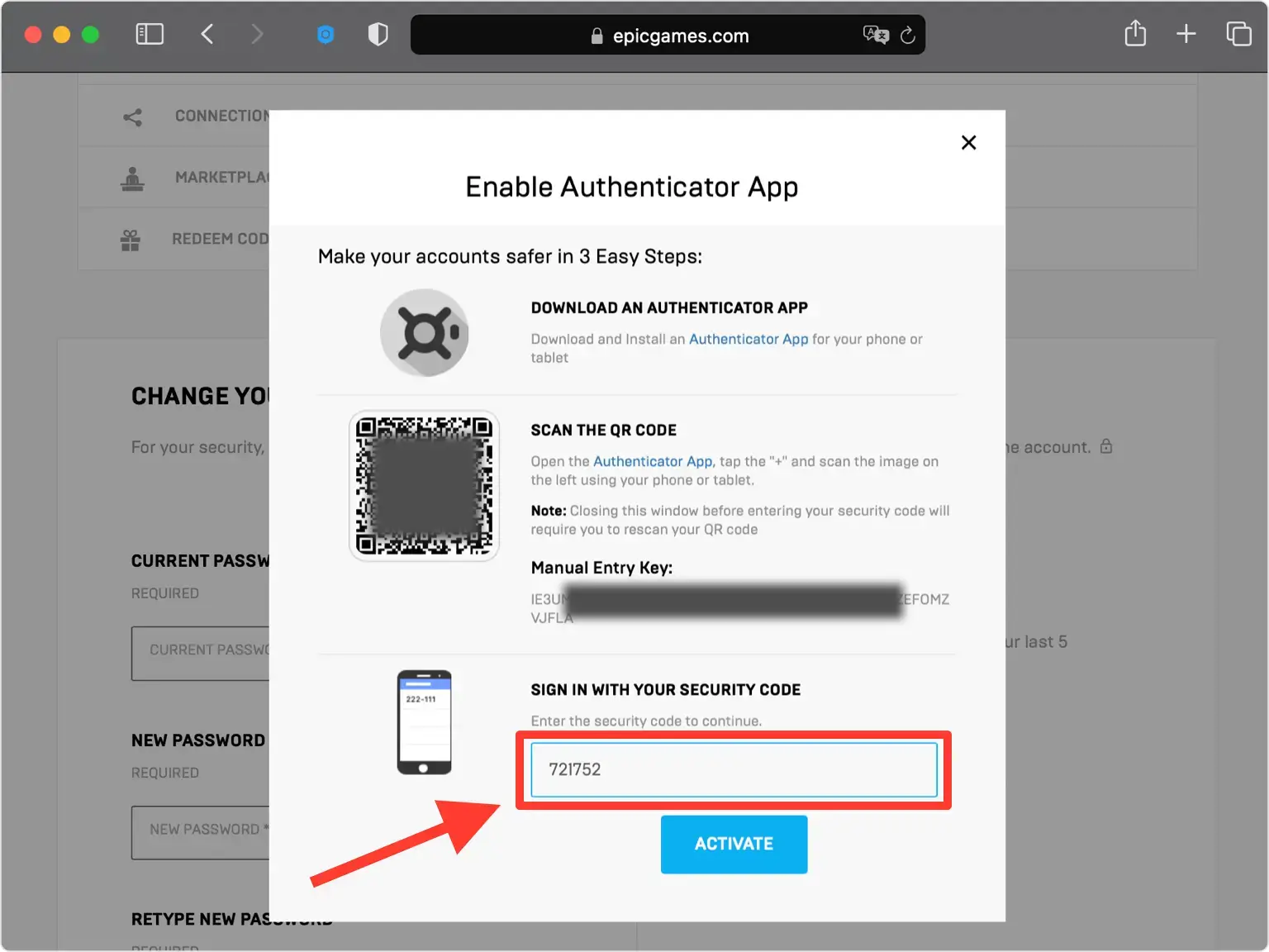 Verify Security Code for Fortnite
