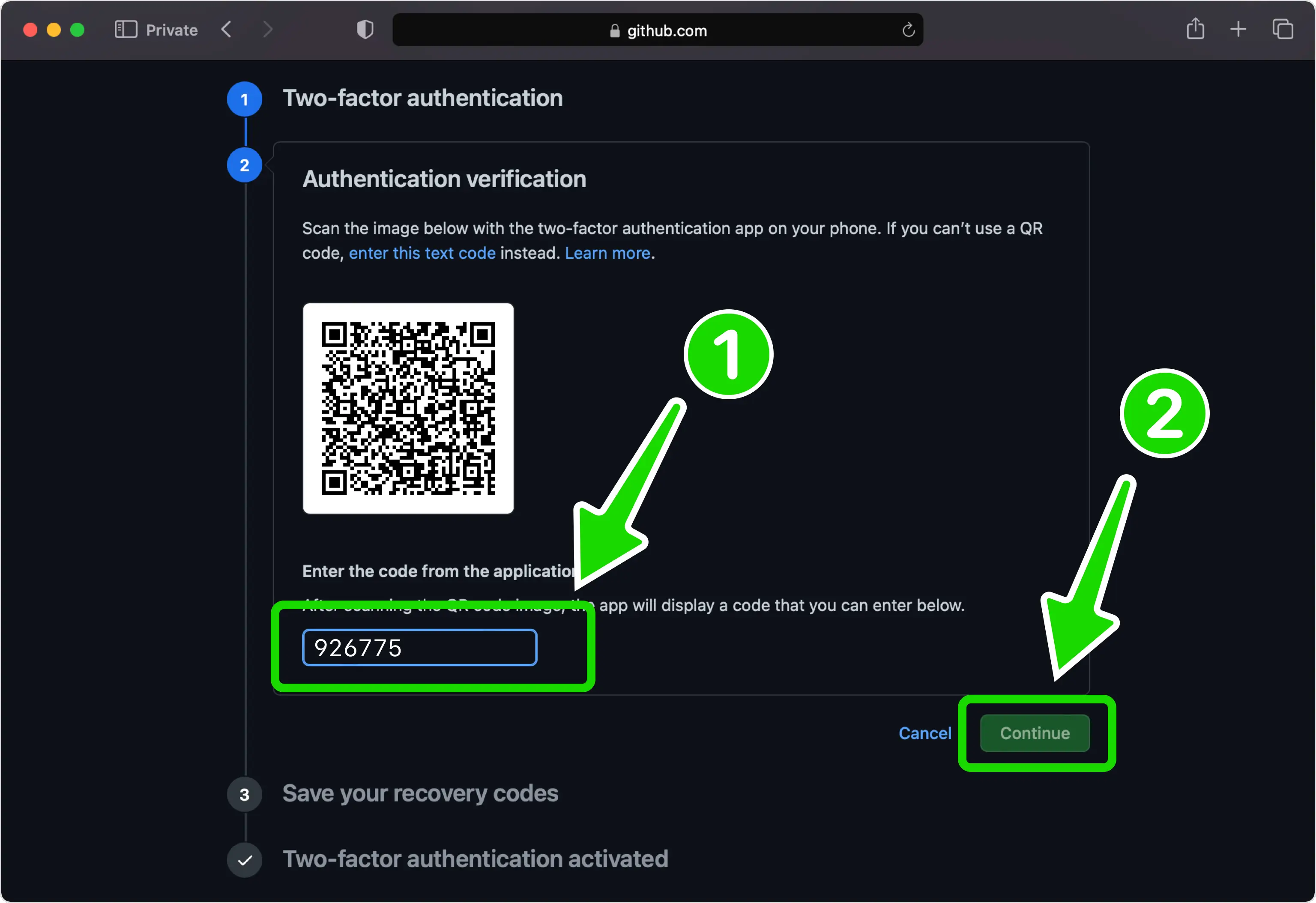 Confirm OTP code