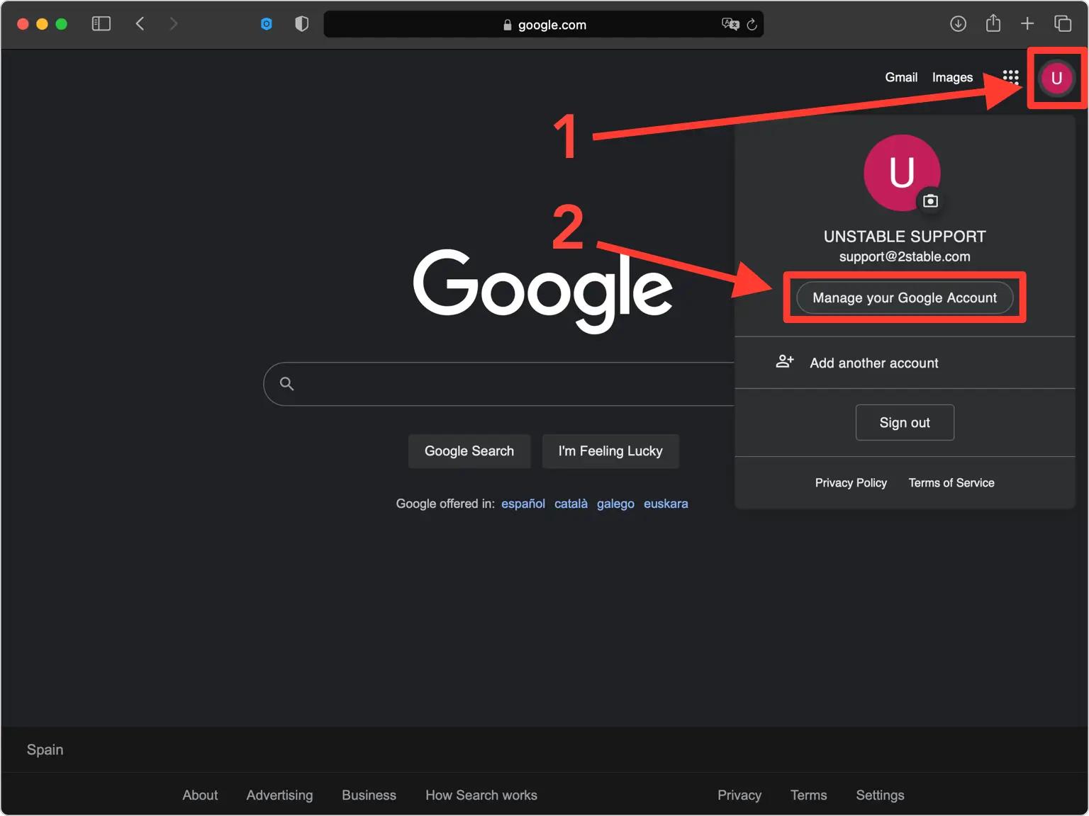 Locate 2FA Settings