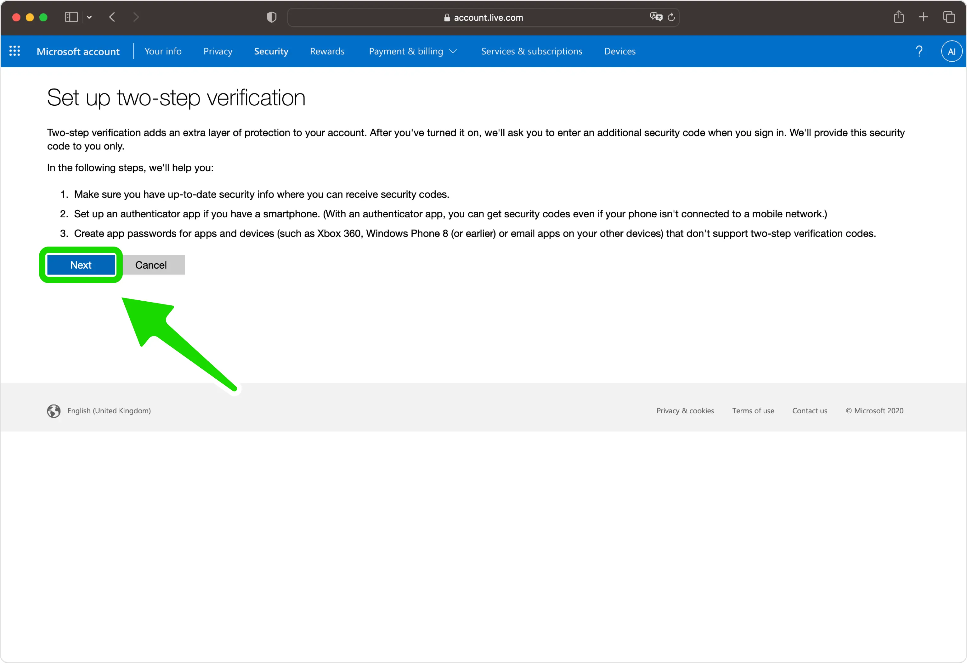 Set Up Two-Step Verification