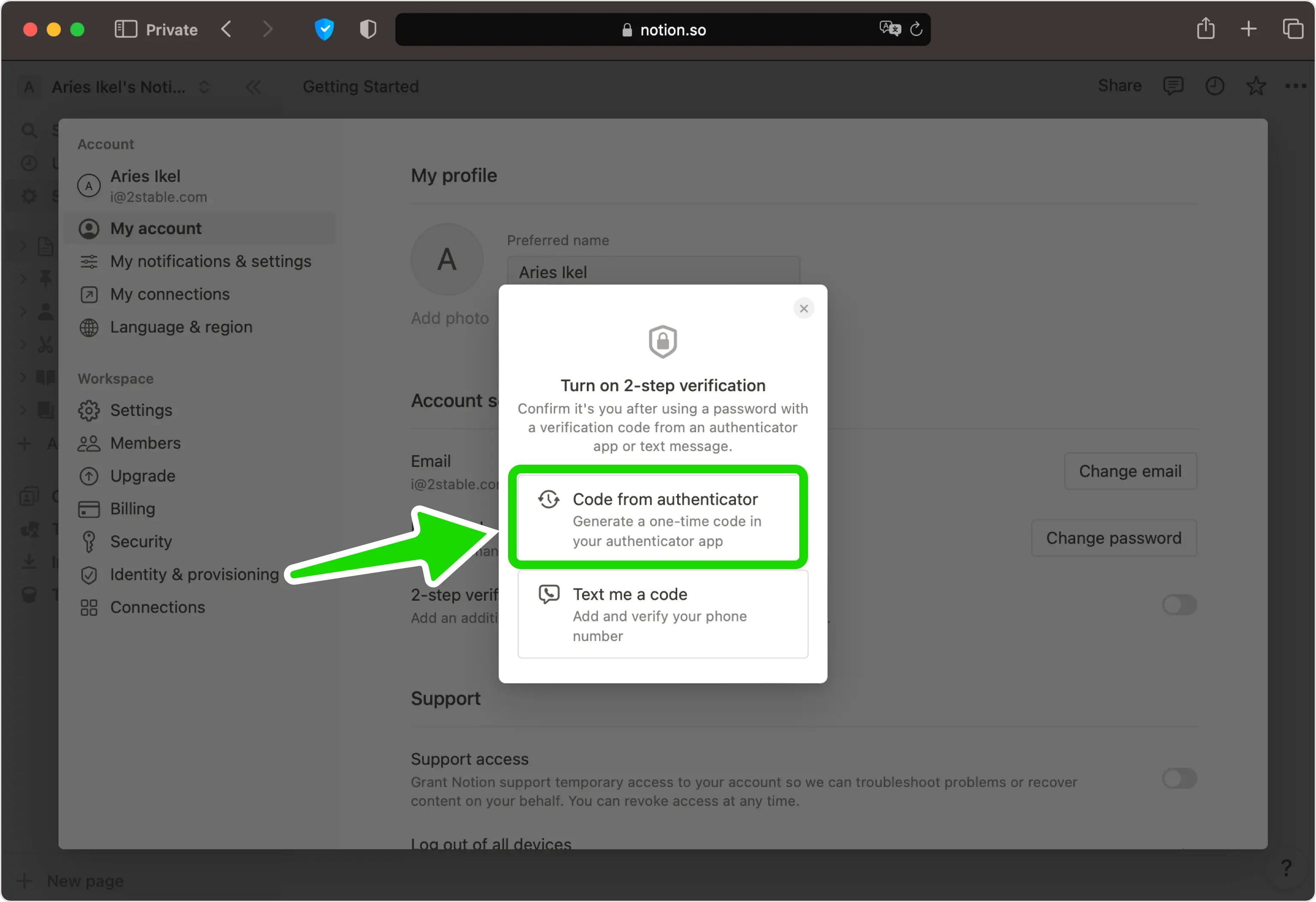 Turn on 2-step verification