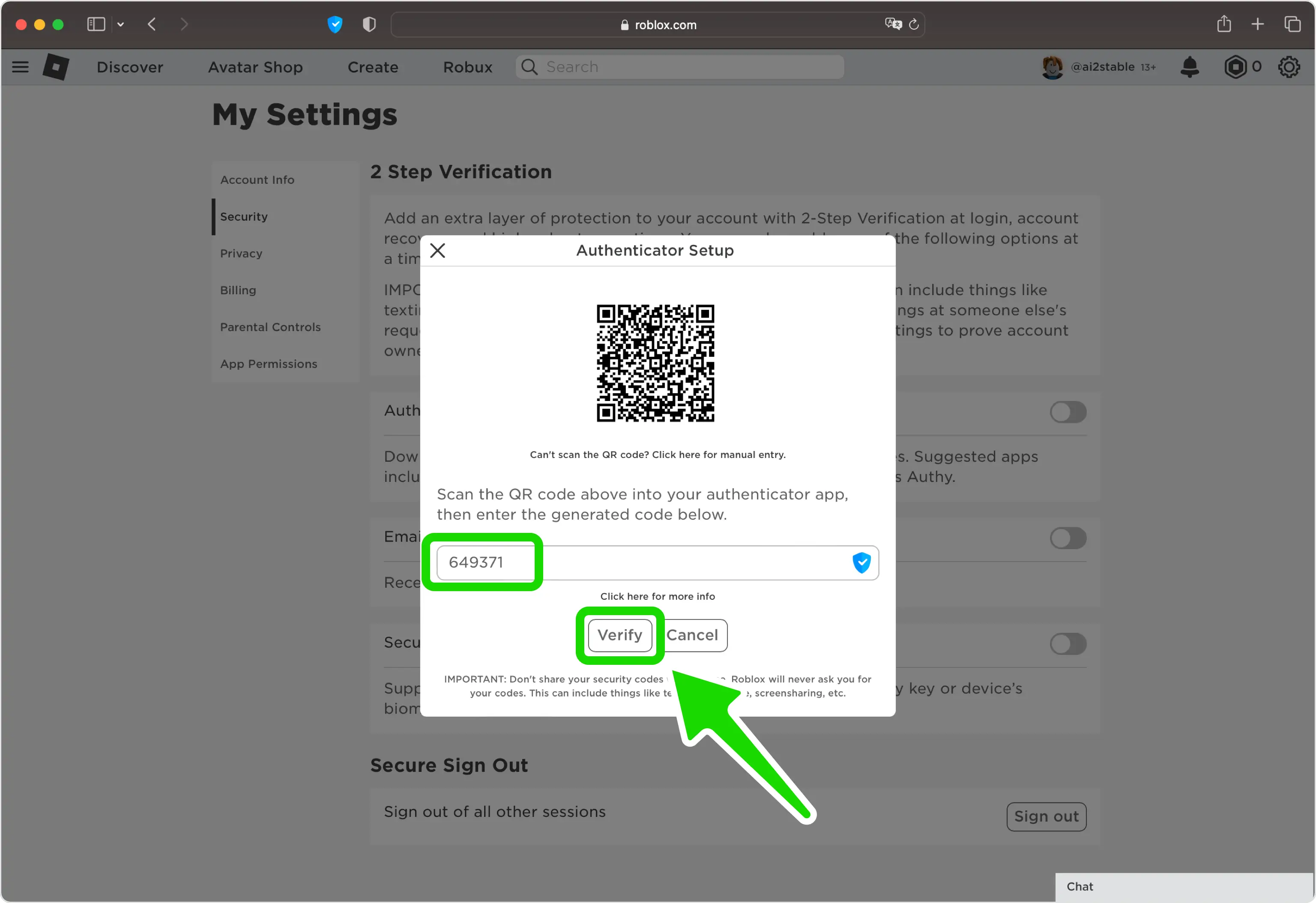 Confirm OTP code