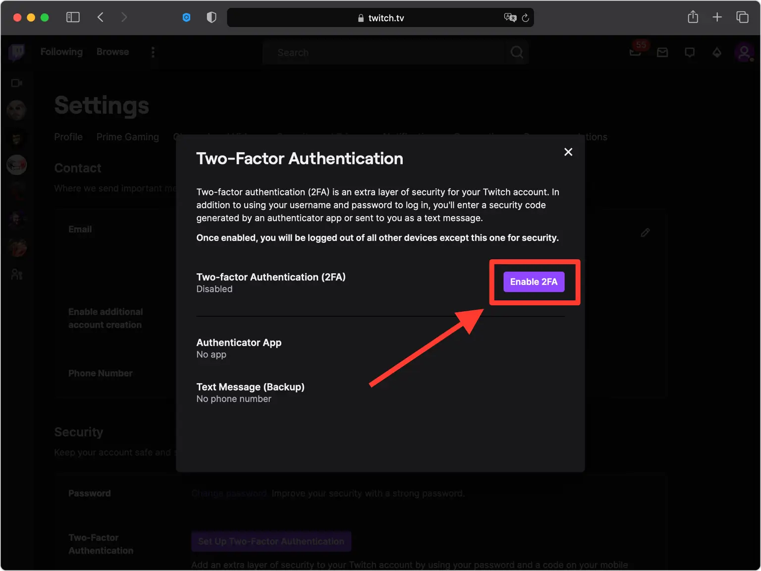 Enable 2FA
